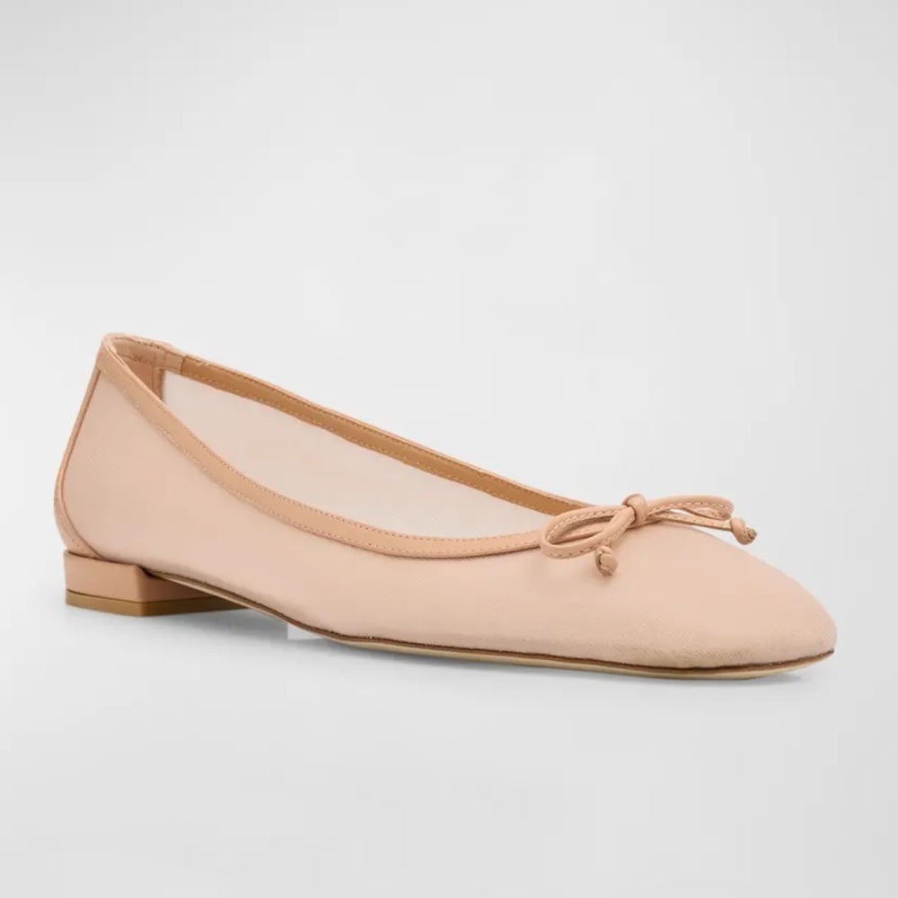 Stuart Weitzman Arabella Mesh Bow Ballerina Flats